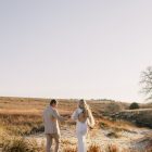 Pre-loved Elary wedding dress with sheer tulle puff sleeves and deep V-neckline