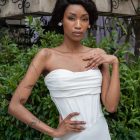 minimalist crepe wedding dress Olivia