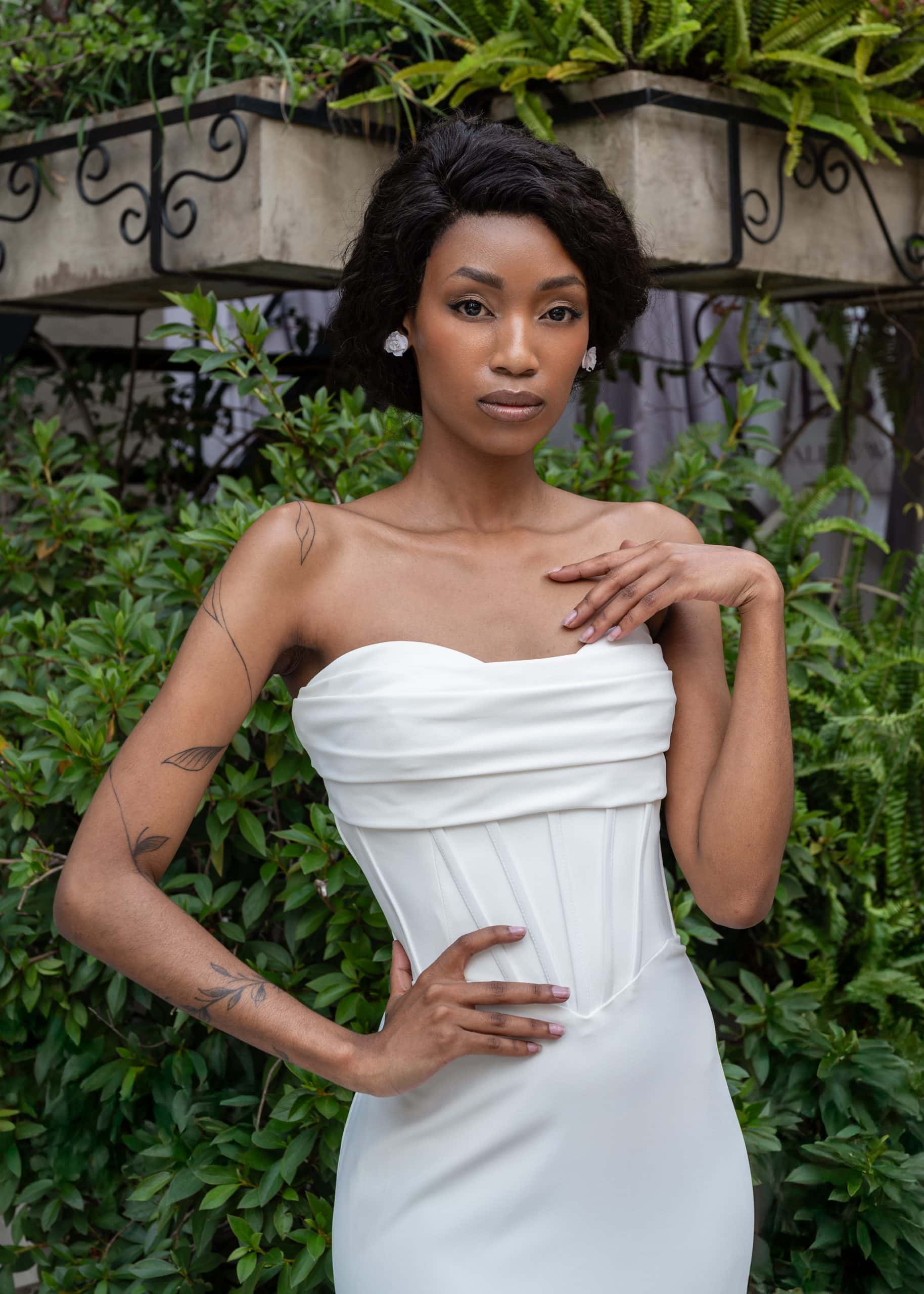 minimalist crepe wedding dress Olivia