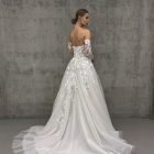 Back of Teddy wedding dress with lace bodice and sparkling train