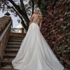April embellished wedding gown with plunging neckline and delicate straps